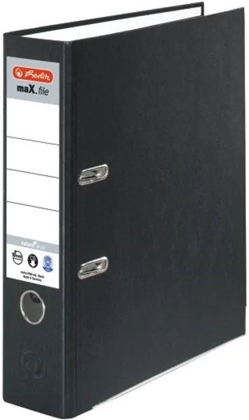 Ordner A4/8cm Pappe schwarz Herlitz maX.file nature plus mit Kantenschutz