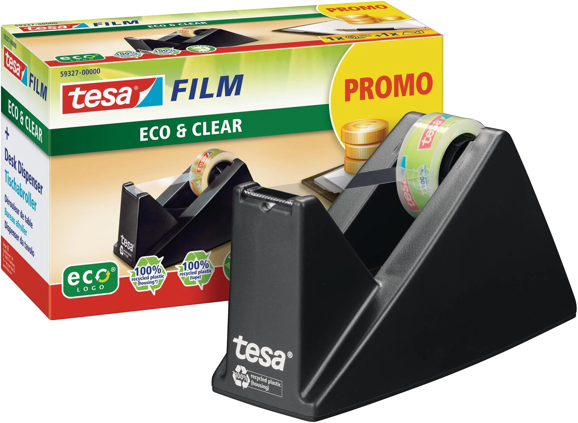 Klebebandabroller Tischversion tesa Sparpack ecoLogo für Rollen bis 33mx19mm
