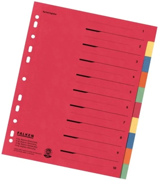 Register blanko A4 10-teilig Karton Falken 230g  240 x 297mm 2 x 5 Farben