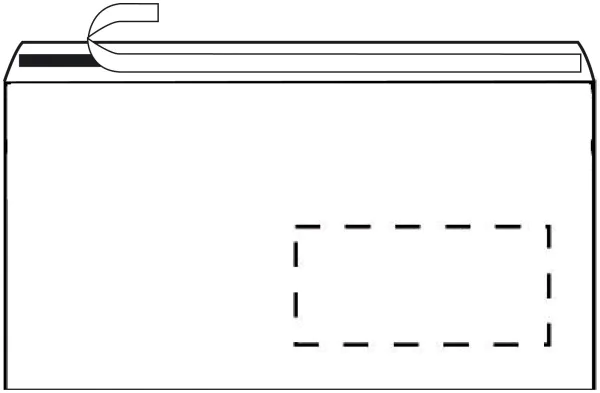 Kuvert 25x DIN lang=110x220mm, mit Fenster, weiß, Haftklebung