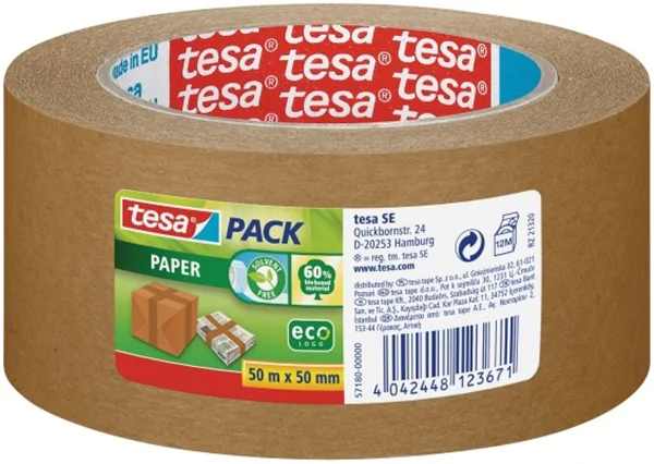 Paketklebeband 50mm x 50m braun Papier tesa ecoLogo, 50my