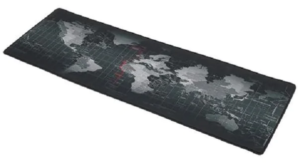 Edles Maus-Pad XXL (für Tastatur und Maus), schwarz, Weltkarte-Aufdruck