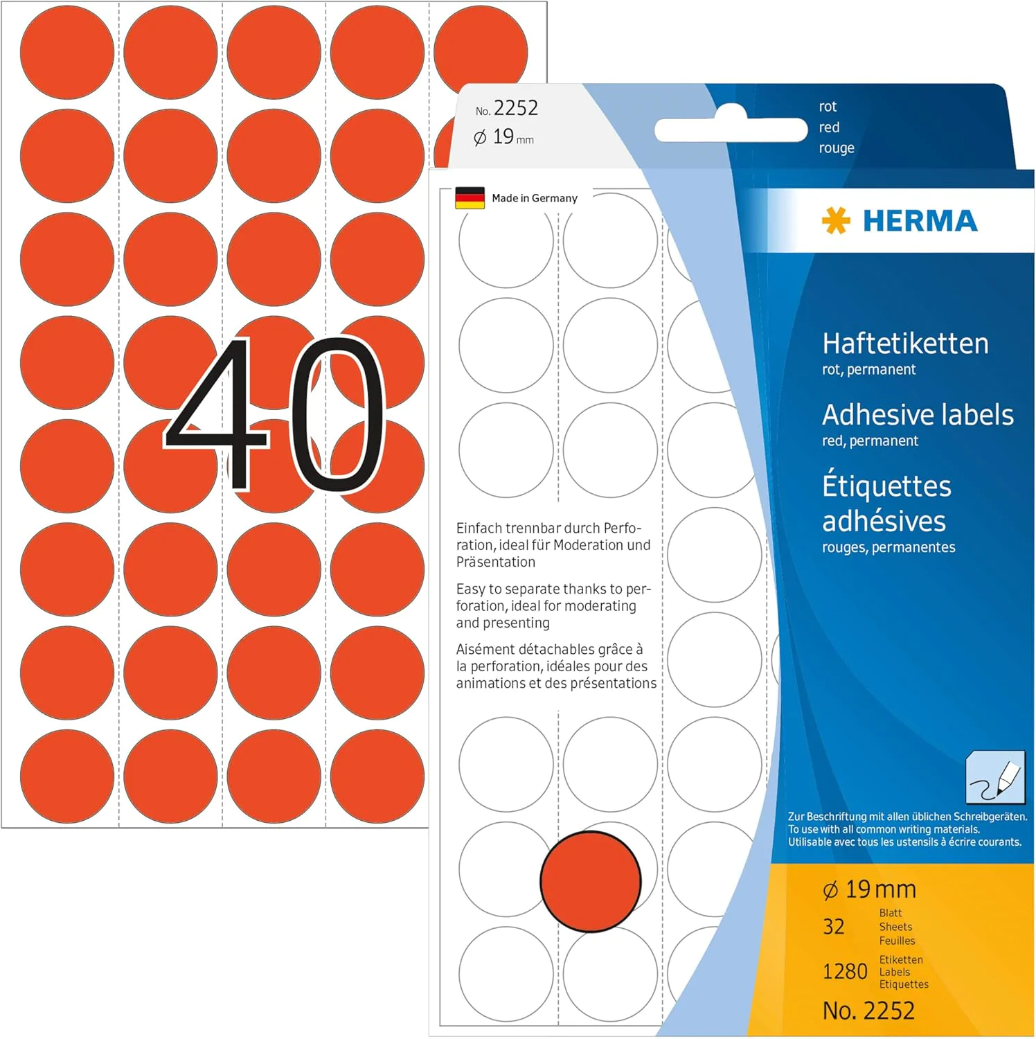 Markierungspunkte Herma Ø 19mm, rot, rund, Großpackung