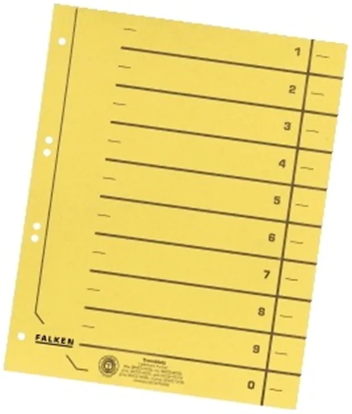Trennblatt A4 gelb 250g Falken 240 x 300mm schwarzer Organisationsdruck