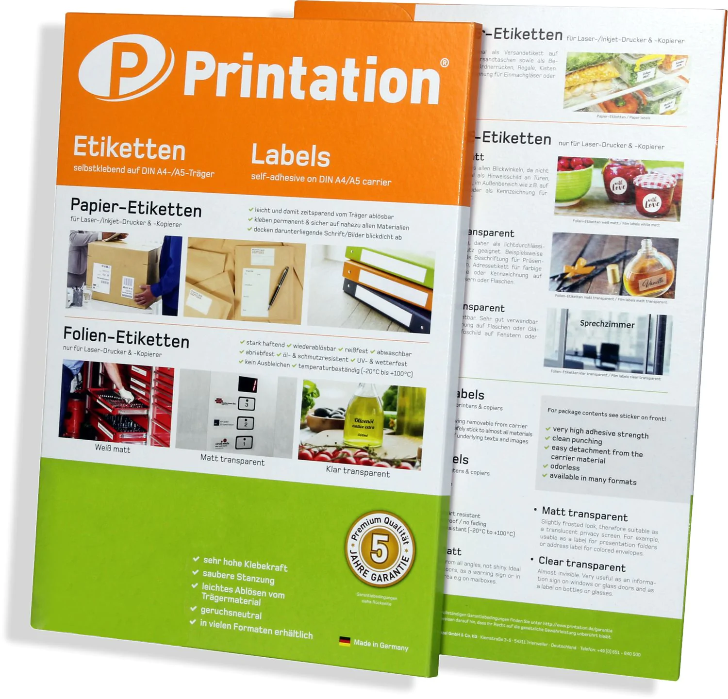 PRINTATION Papier-Etiketten Haft-PLUS (B208xH146,4mm) 200xA5 à 1 Eti.