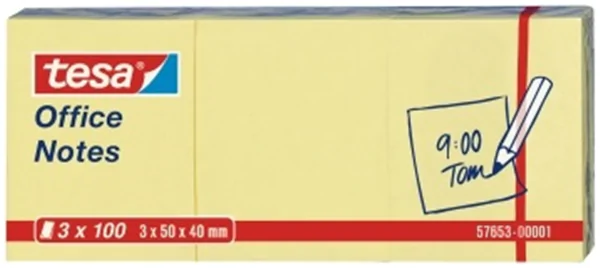 Haftnotizen 40 x 50mm tesa Office Notes gelb, 3 x 100 Blatt (57653-00001)