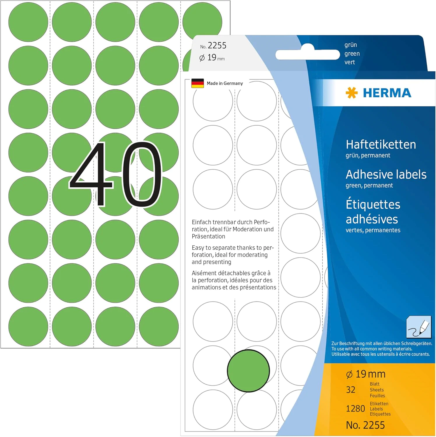 Markierungspunkte Herma Ø 19mm, grün, rund, Großpackung