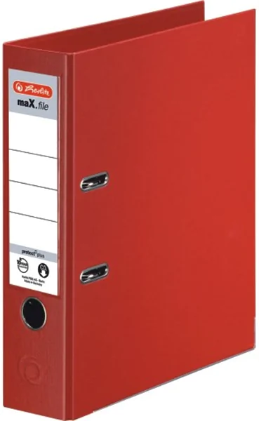 Ordner A4/8cm Plastiküberzug innen und außen rot Herlitz