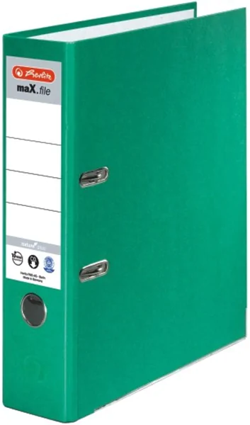 Ordner A4/8cm Pappe grün Herlitz maX.file nature plus mit Kantenschutz