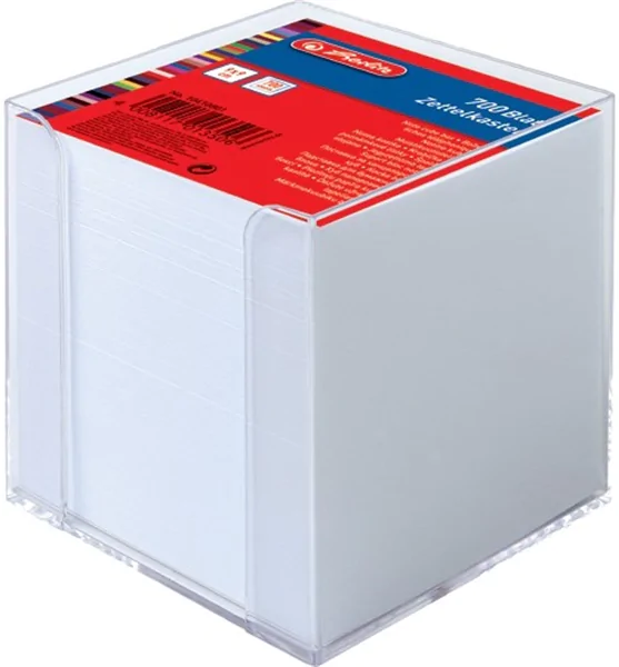 Zettelbox transparent 700 Blatt weiß 9x9cm