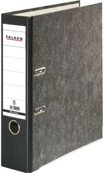 Ordner A4/8cm Pappe schwarzer Rücken Falken Recycling mit Kantenschutz